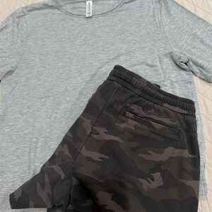 Athleta Camouflage Farallon Shorts and tee